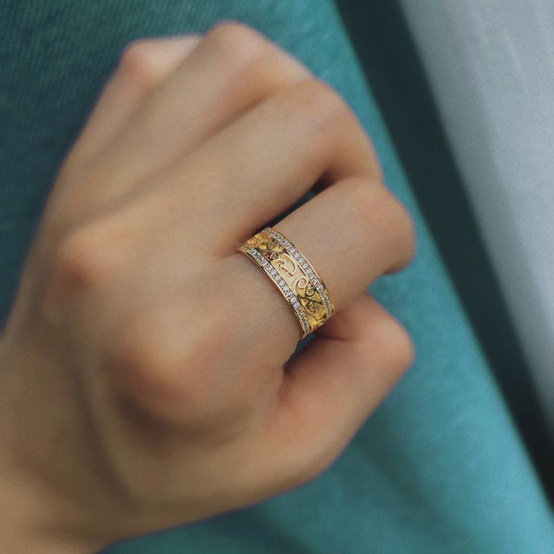Anello Kinel di lusso con zirconi naturali completamente pavimentati per le donne Gioielli da sposa color oro rosa