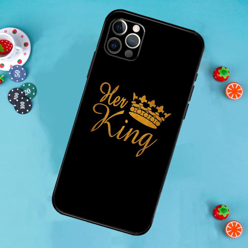 King Queen Couple Lovers Phone Case For iPhone 17 Air 13 16 15 11 12 14 Pro Max 13 12 mini 15 16 Plus 16e Cover Funda