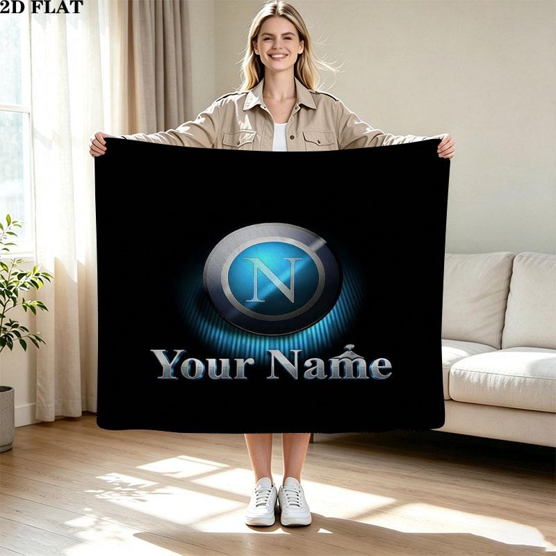 1PC SSC Napoli Custom Name Patterned Flannel Blanket Suitable For All Seasons for Home Decor Warmth and Comfort Gifts Holiday Present