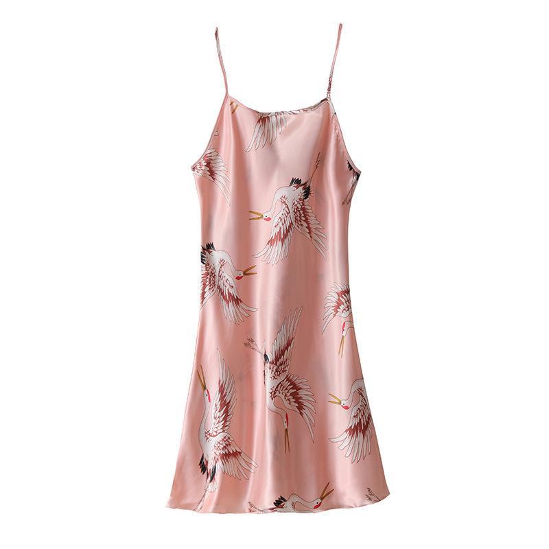 Women's Summer Silk-Style Nightdress: Sexy, Adjustable Straps, One-Piece