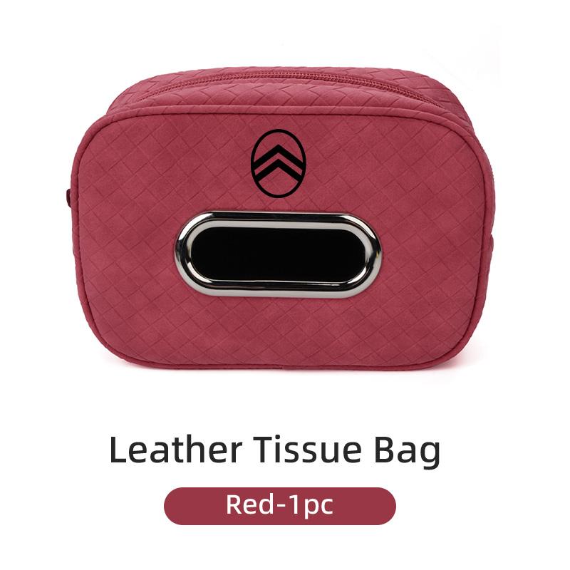 Plaid Pattern Car Tissue Bag PU Leather For Citroen C4 C3 C5 C1 C2 Berlingo Celysee Cactus Picasso Aircross Grand