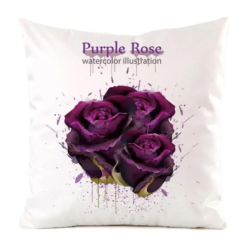 

Office Sofa Car Cushion Cover Luxury Home Decoration Pillow Cover Creative Colorful Rose Pattern 30x30cm чёрный