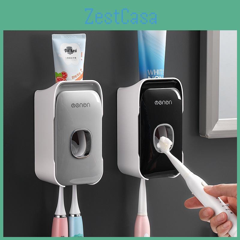 Automatic Toothpaste Wallmounted Dispenser Toothbrush Holder Set