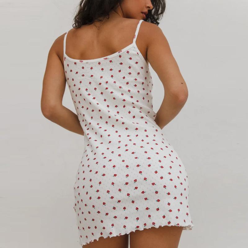 European and American Girls Sexy Print Suspender Skirt Can Be Worn Outside
