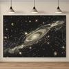 2D Flat Golden Nebula Backdrop, Celestial Starry Night Photography Background
