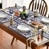 4PC Meal Mats Ceramic Floral Phoenix Carnival Mexican Mat Table Pads Non Slip Heat Resistant Place Dining Mat for Farmhouse