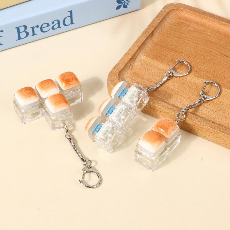 Kreatives Brot Tastatur Schlüsselanhänger Mechanische Tastatur Dekompression Spielzeug Schlüsselring Tasche Anhänger Fidget Knopf Finger Spielzeug