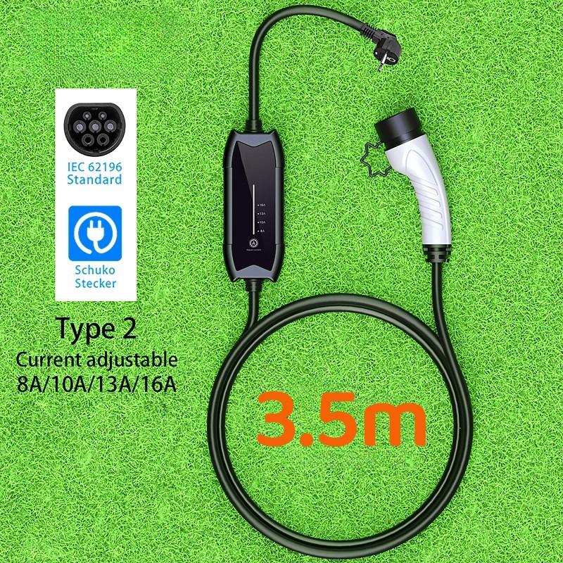 Type2 16A 3.5KW Electric Vehicle Charger Multiple Protections Car Charging Station Portable EV Charger