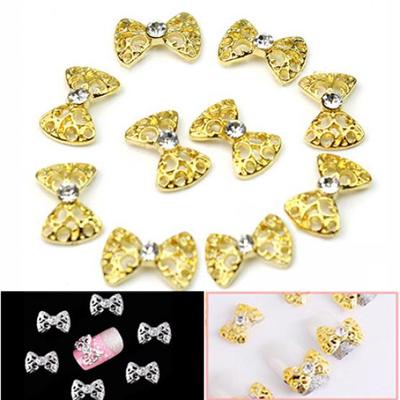 10 X 3D Elegant Alloy Rhinestone Bowknot Pattern Nail Art Glitters DIY Decorations