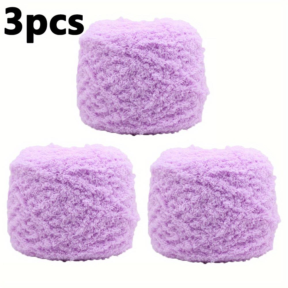 

3 шт. мягкая полиэстеровая пряжа из синели, 100% чистая, толстая, удобная для вязания крючком и спицами своими руками, идеально подходит для шарфов, свитеров, одеял, светло-фиолетового/желтого/розового цвета 3pcs фиолетовый