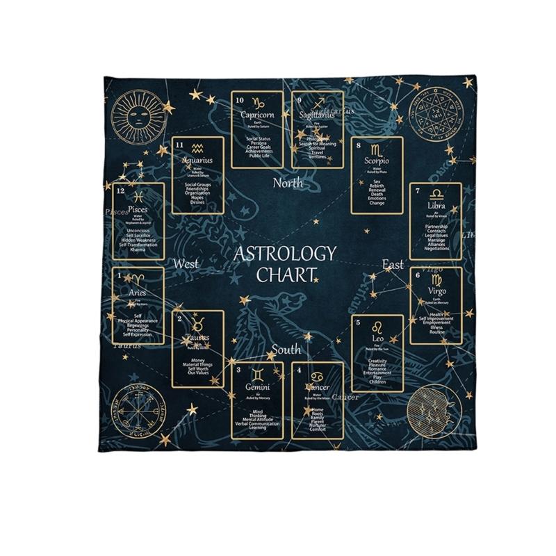 Tarots Tablecloth Constellations Pattern Astrology Altars Cloth Divinations Card Table Cloth Tapestry Witchcrafts Supply