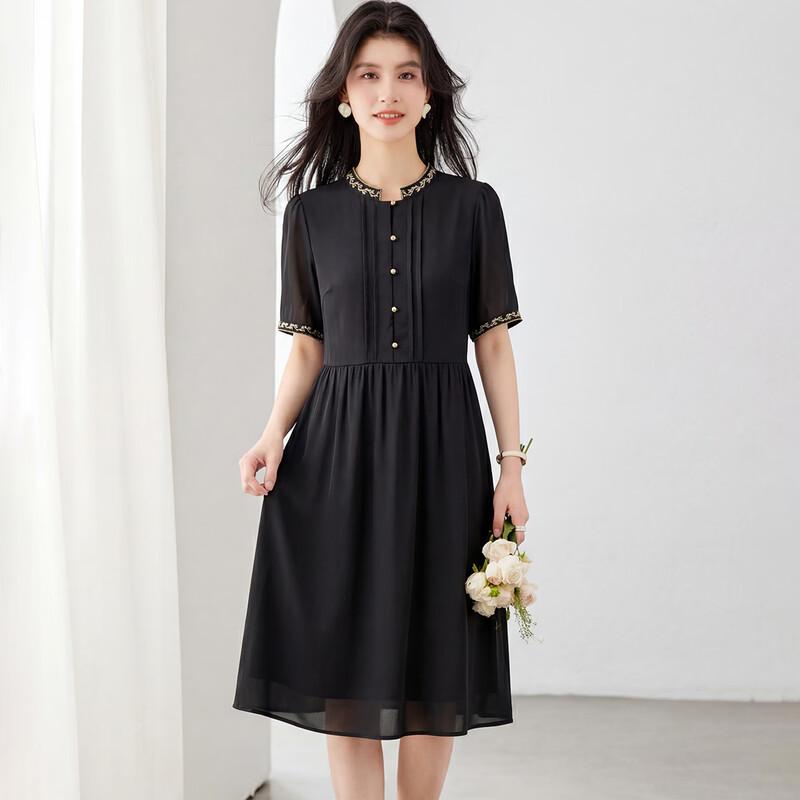 Jinju Elegant Mulberry Silk Embroidered A-line Dress XXL