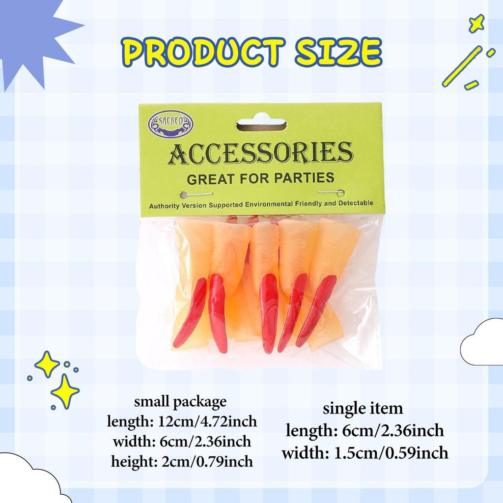 10 Pieces Witch Nails Red Long Spooky Witch Fingers False Nails Monster Finger Tips for Bar Stage Show Masquerade Dress Up Props
