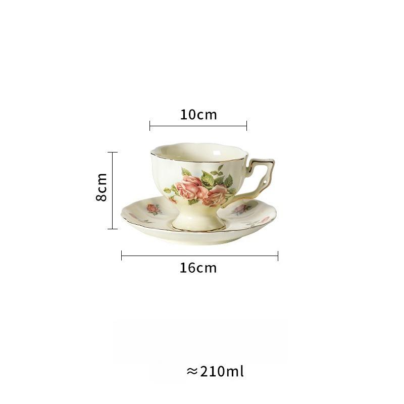 Retro Rose Flower Coffee Cup and Saucer Set- Ceramic Teapot and Tea Cup with Gold Trim, Suitable for Tea Party Gifts ( 2 Cup and 1 Teapot)