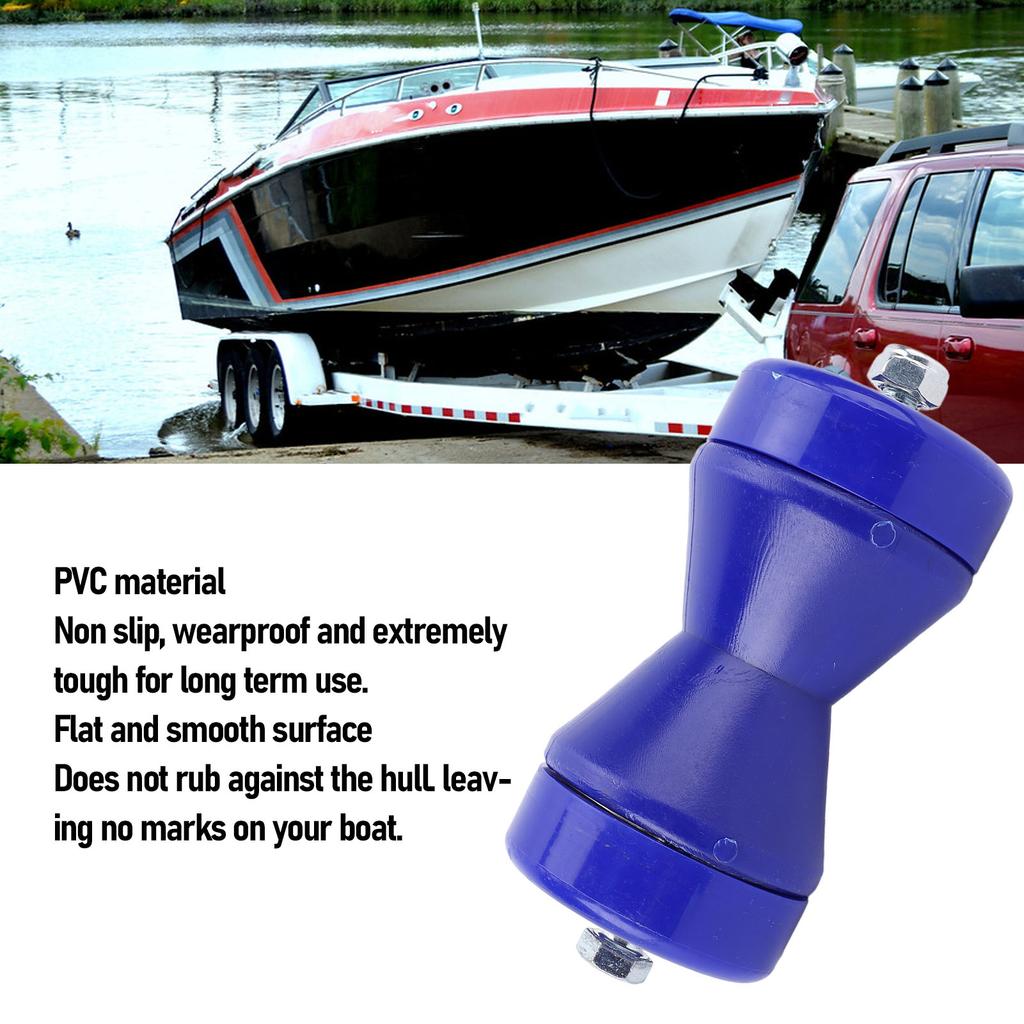 90mm Boat Trailer Bow Roller Shock Absorbing Wearproof PVC Bow Stop Roller Blue PVC Boat Trailer Roller
