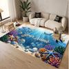 Tapete Macio de Veludo de Cristal com Tema Oceano de Peixes Impressão de Nome e Texto Personalizados Tapete de Chão Antiderrapante para Quarto Sala de Estar