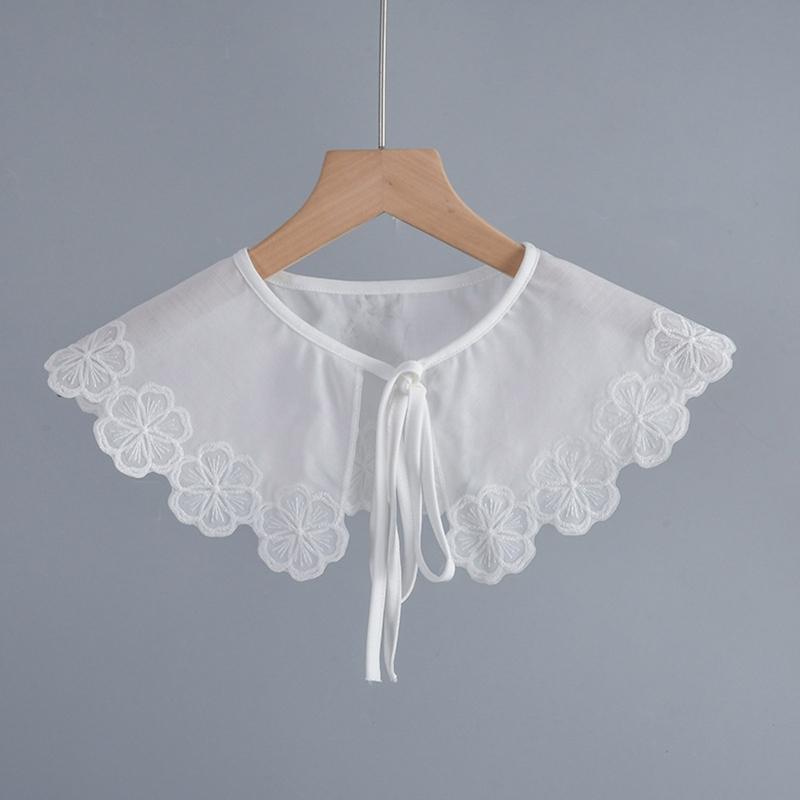 Lolita for Doll False Collar Shawl Scarf Embroidery Flower Shoulder Wrap Half Shirt Decorative Poncho Cape for Women Gir