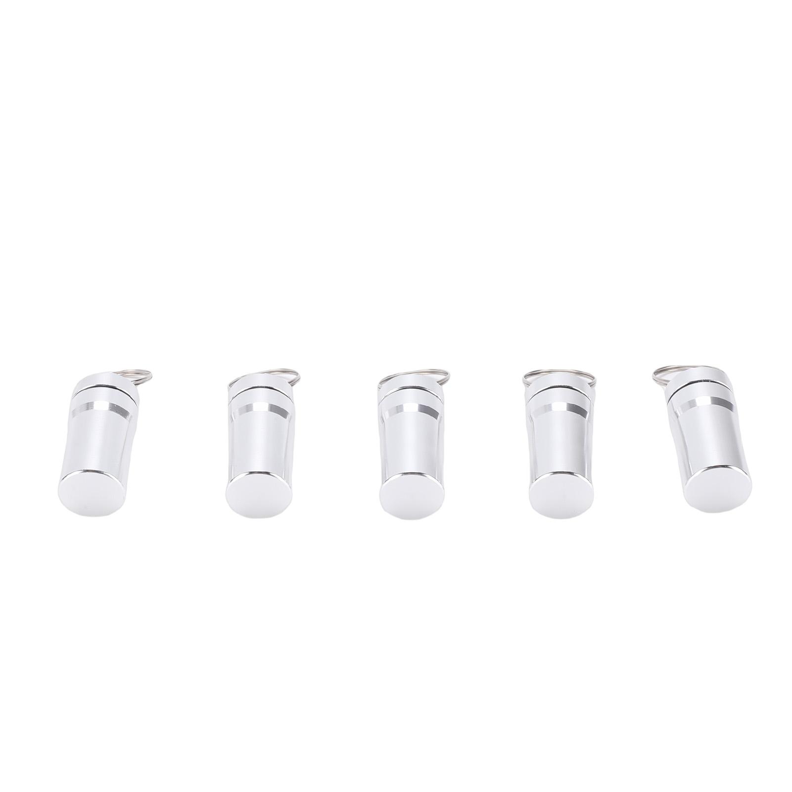 

5 Pcs Keychain Tablets Holder Water Proof Small Tablets Case Container with ed Lid Aluminum Alloy 0.87x2.05in