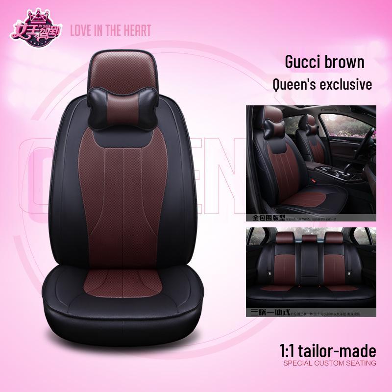 Universal Full Leather 3D Surround Car Seat Cushion - All-Season Protection