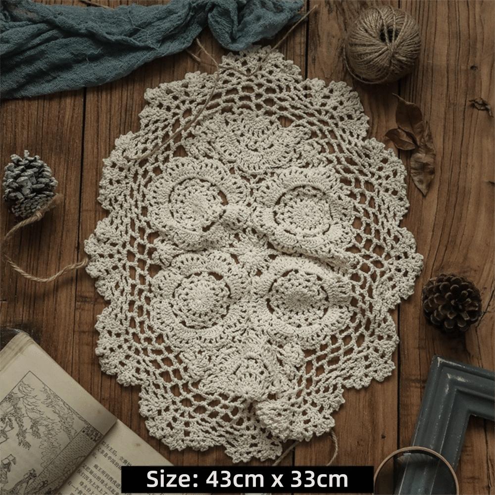 Nové Vintage Háčkované Podložky Shabby Chic Ručně Háčkované Podložky Kulaté Oválné Prachotěsné Krycí Látky