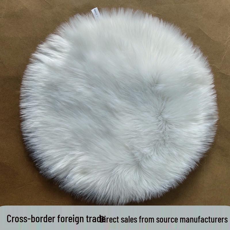 

Nordic Living Room/Bedroom Long Pile Plush Carpet - Imitation Wool, Full Coverage, Home Use 30CM Diameter Round
