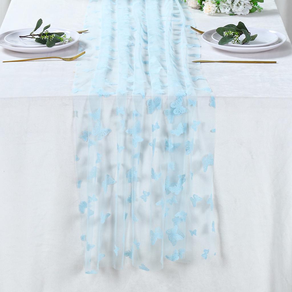 Butterfly Themed Mesh Flocking Table Runner Table Flag For Butterfly Birthday Baby Shower Wedding Home Holiday Table Decor