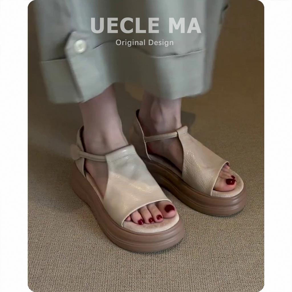 Super Soft Lambskin~ Retro Casual Heightening Platform Sandals Women's Summer Skirt Beautiful Versatile Soft-soled Roman Shoes