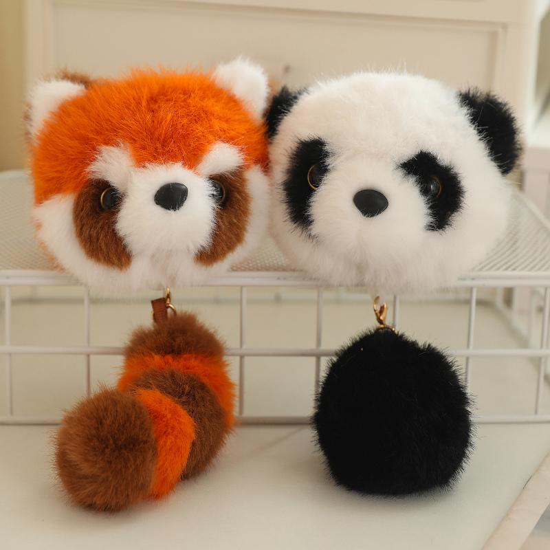 TreasuringU Panda Roux Peluche Pendentif Kawaii Panda Porte-clés Extensible Animaux Mignons Jouets Sac Flexible Cadeaux d'Anniversaire