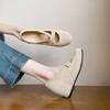 8Cm small man inner height increase Mary Jane shoes women's shoes 2025 autumn retro French cross-strap ballet shoes