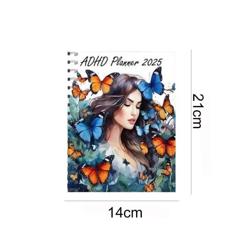 Portable 2025 ADHD Daily Planner Book Hardcover Work Study Planner Agenda Notebook  Student