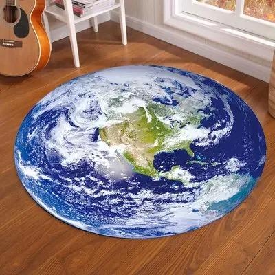 Galaxy Earth Moon Round Carpet Home Decoration Living Room Bedroom Floor Anti-Slip Mat Bathroom Kitchen Absorbent Floor Mat