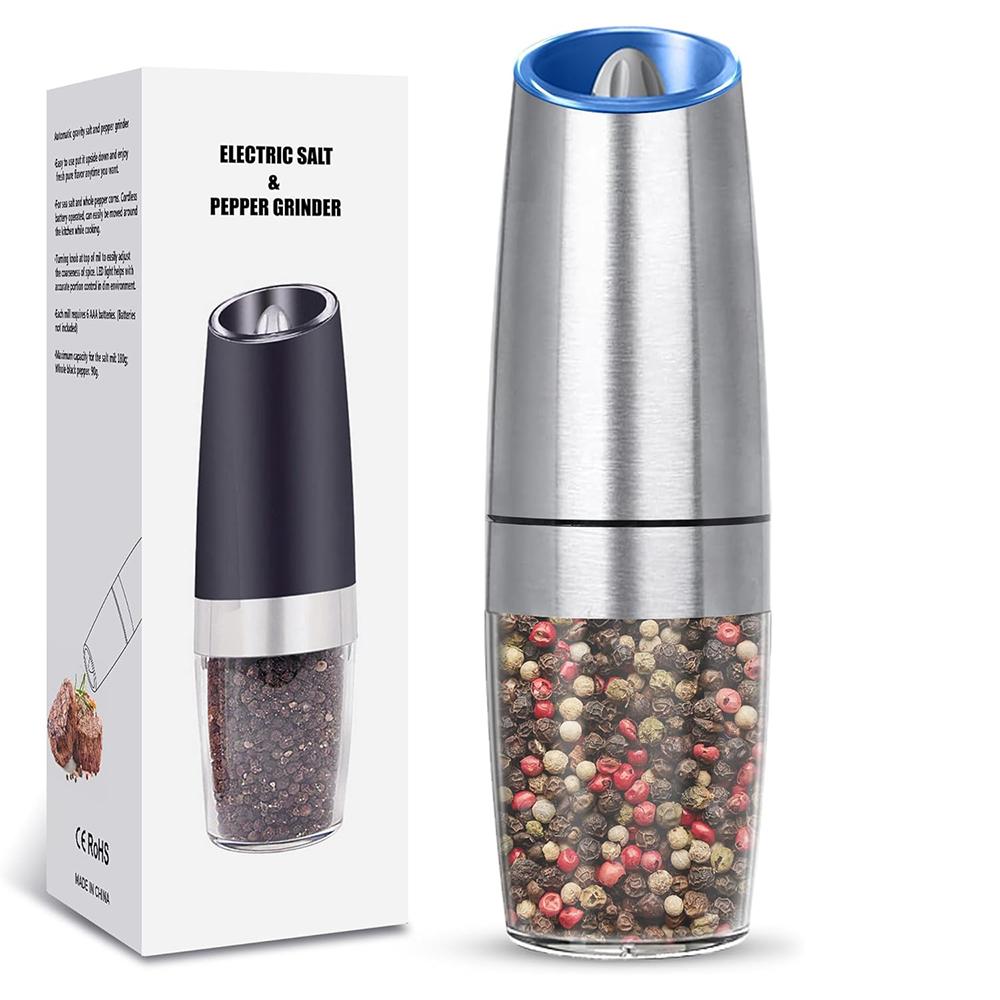 Gravity Electric Salt and Pepper Grinder Set Battery Powered Adjustable Coarseness Mill Grinders Shakers for Kitchen Tools