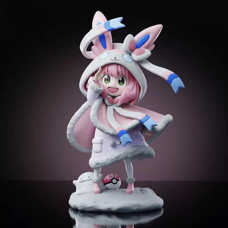 

Spy X Family Anya Forger Sylveon Cos Figure 19cm Kawaii Cartoon Character Doll Ornaments Children S Toy Gifts Collectible Model рожевий