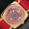 HAND-WINDING VINTAGE SWISS MENS POKER FACE RED COLOR DIAL WATCH A701105-5 R205b-a701105