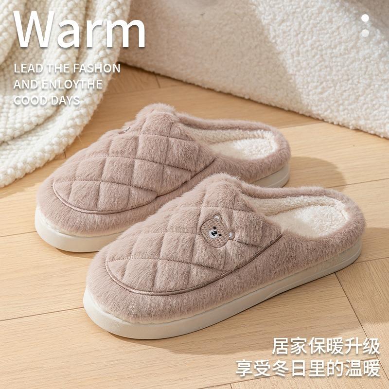 Baotou cotton slippers women's warm cotton shoes winter new home fleece non-slip cotton drag couple hair slippers tide