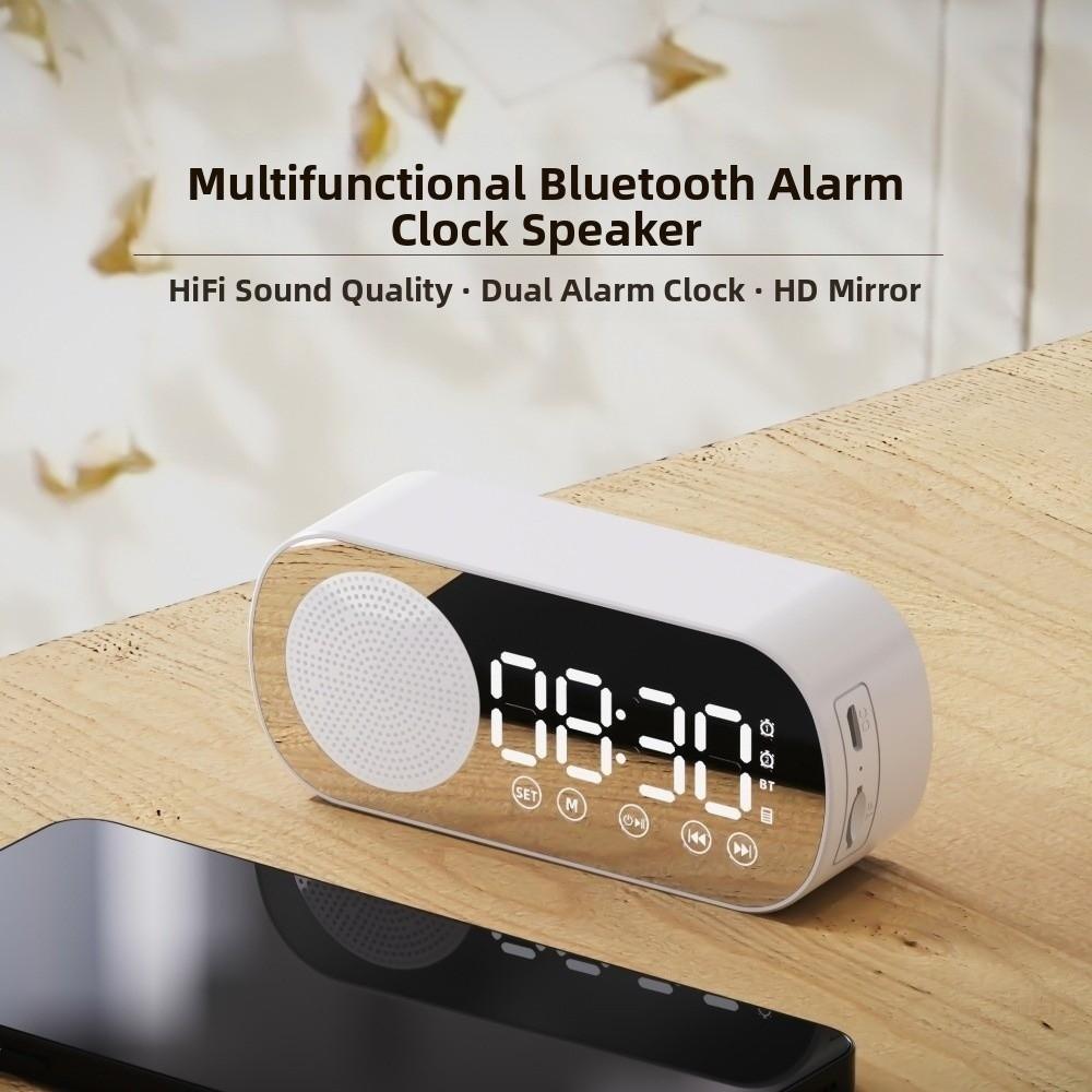 Double Alarm Bluetooth Clock Hifi Sound Quality Wireless  Bluetooth Speaker  Desktop Use