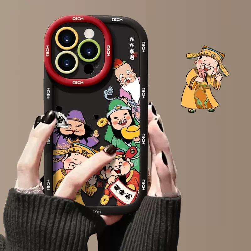 Applicable To Huawei Mate60pro Mobile Phone Case P30/50 Five-way God of Wealth To Honor 100/90/80 Liquid Silicone