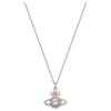 Valentina Saturn Shaped Pink Pendant Platinum Crystal Necklace Unisex Necklace Silver Pink-Diamond 8053195229369