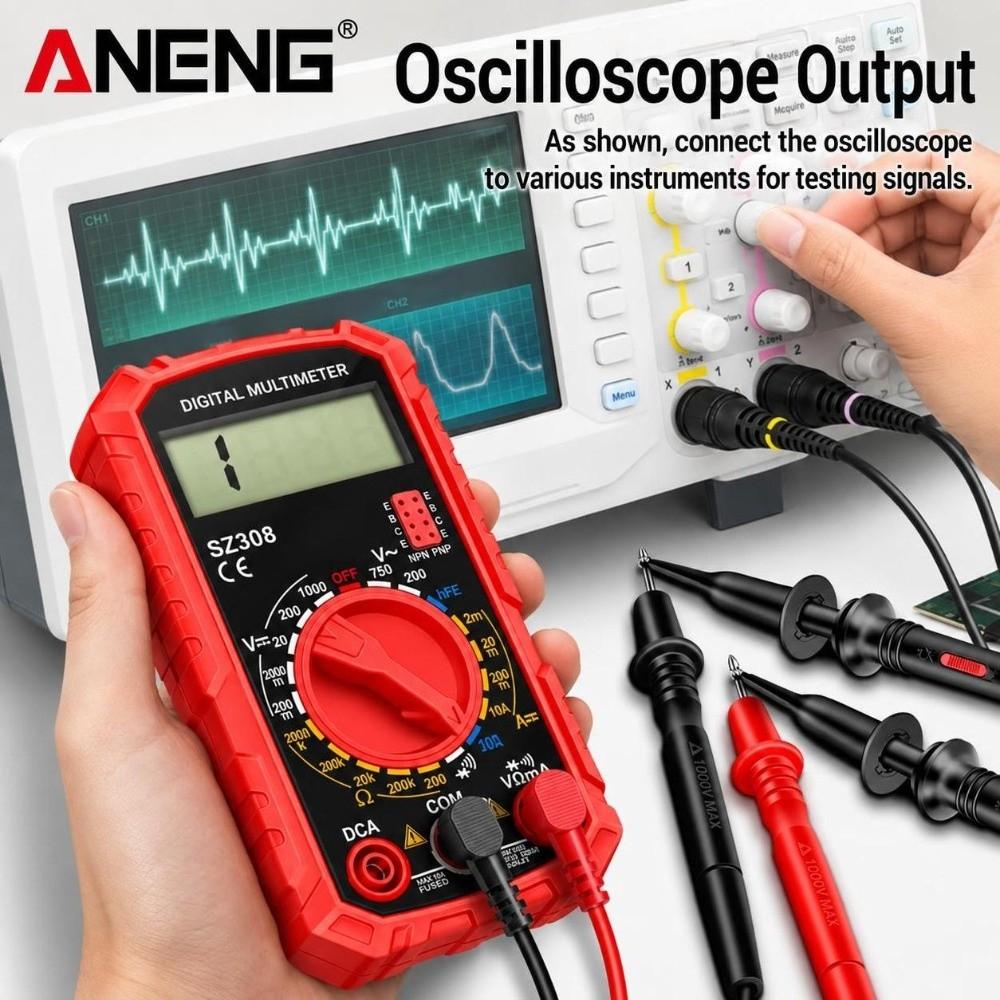 HFE Test Digital Multimeter 1999 Counts AC DC Multimeter Portable HFE Triode Tester