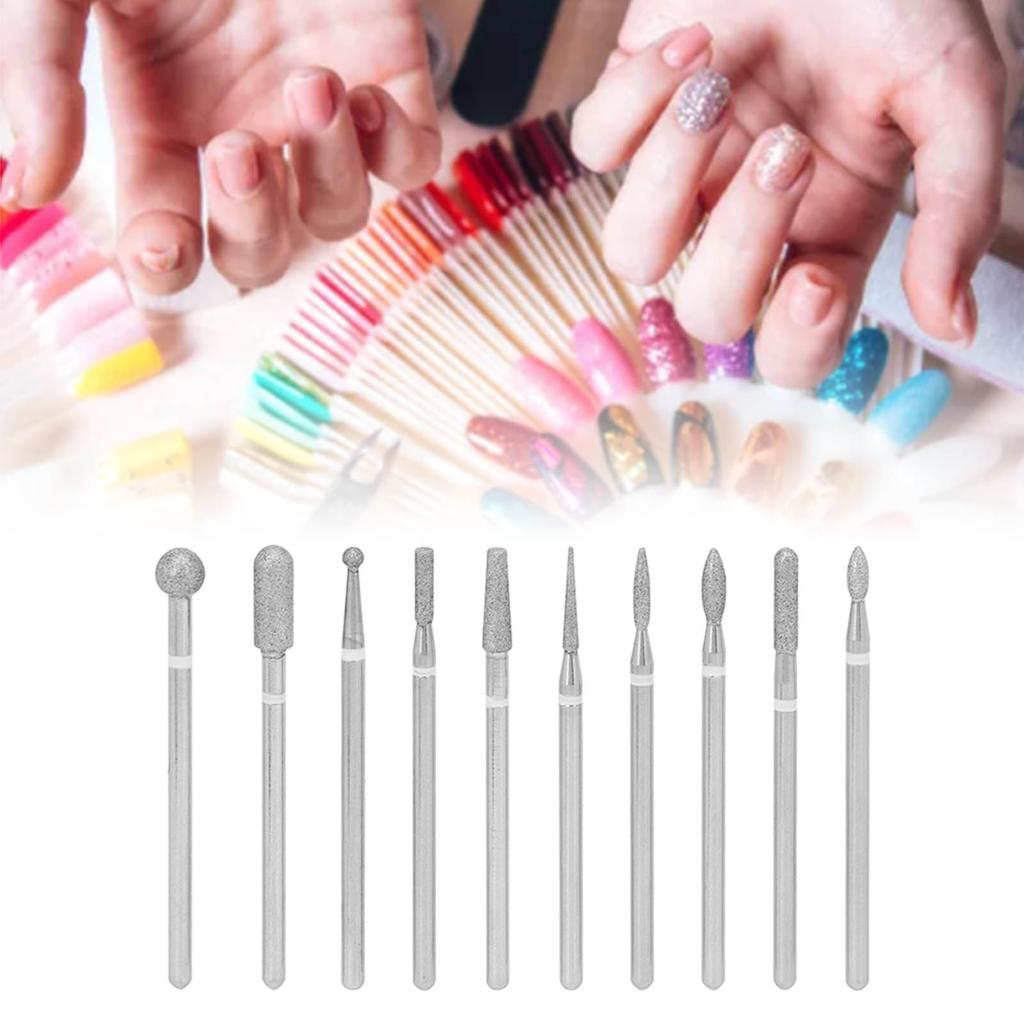 10pcs Professional Emery Nail Drill Bits Set Home Salon Novice Cuticle Remover Bits Nail Art Tool