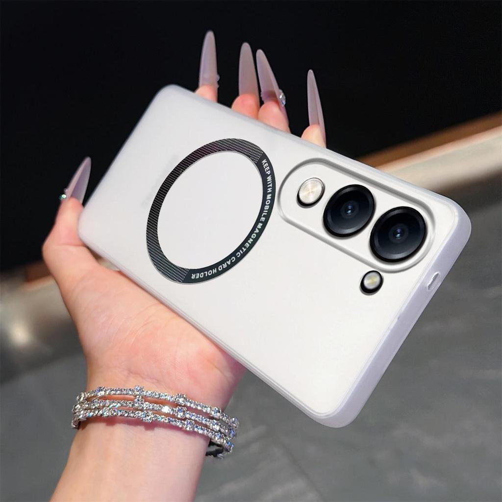 Magnetic Semi‑Transparent Matte Phone Case for Vivo Y29t 5G,Y29s 5G,Y04,Y04s Soft TPU Shockproof Cover