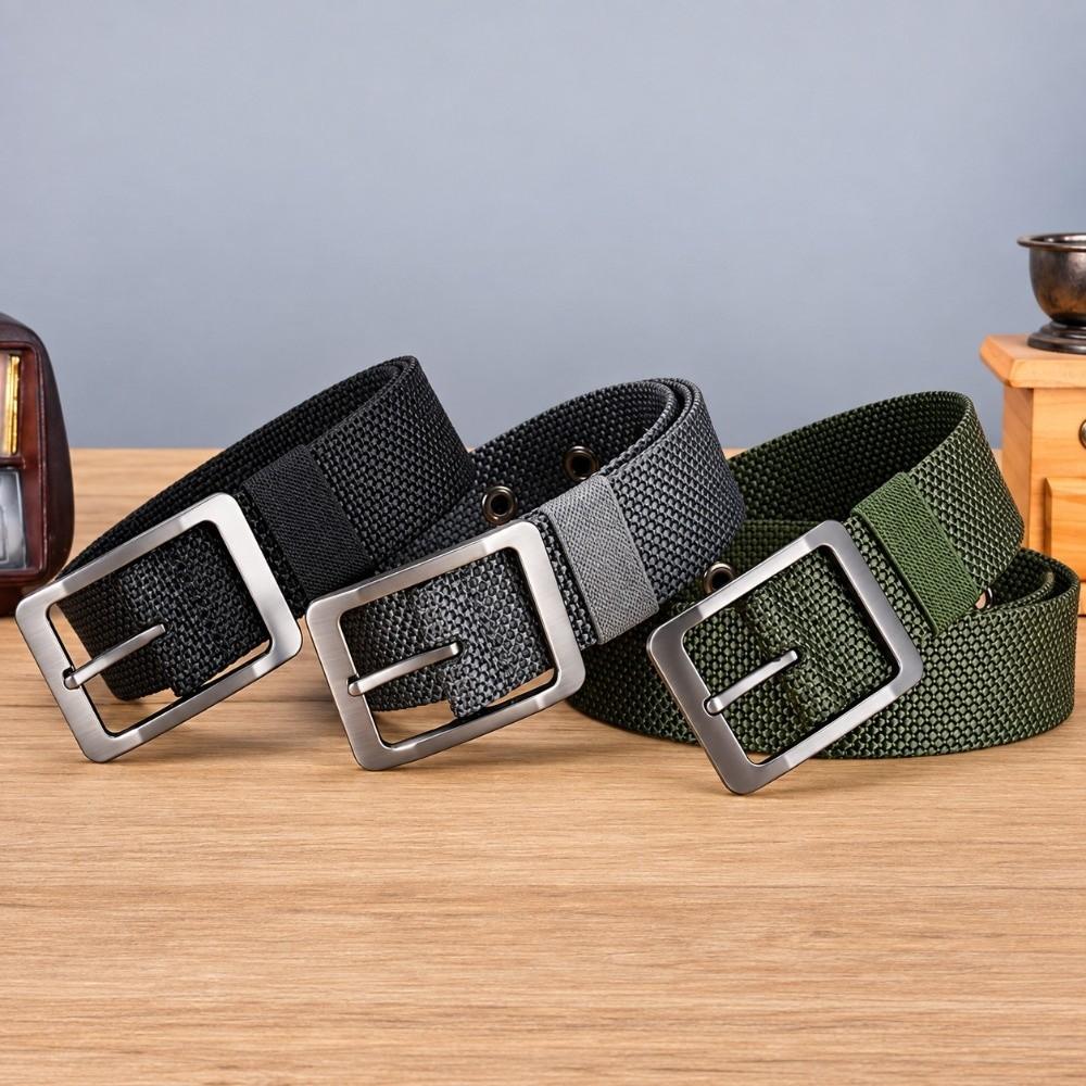 3.8cm Wide Woven Fabric Belt 120cm Length Casual Trouser Belt  For Jeans Trousers