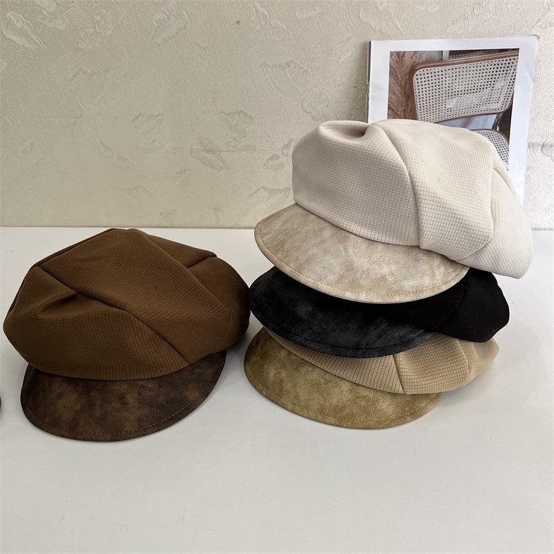 Cloud beret women's autumn and winter British retro star anise hat can be worn before and after the face small leather cap