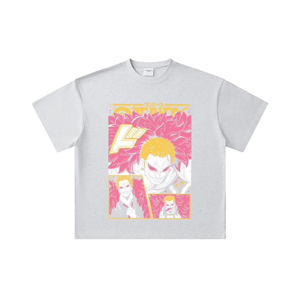 260 GSM Double Yarn 32 Count 100% Cotton One Piece V45 Doflamingo Print Unisex Heavy Cotton T Shirt