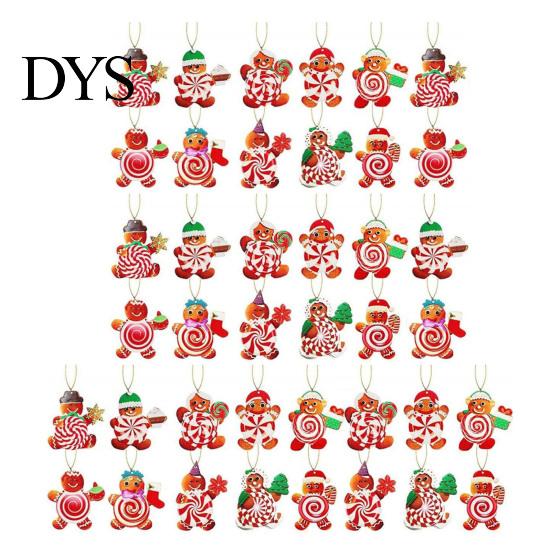 Holiday Gift Box Pendants 20/30/40Pcs Wooden Christmas Ornaments, Candy Cane Lollipop Rustic Xmas Tree Hanging Ornaments Decor for Party Wreath Window