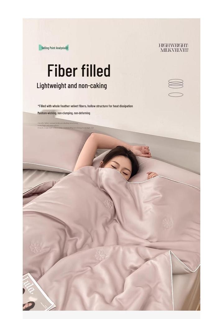 Sommerdecke aus Eisseide: Vierteiliges Set, Dünn & Atmungsaktiv, Einzel-/Doppelbett, Maschinenwaschbar