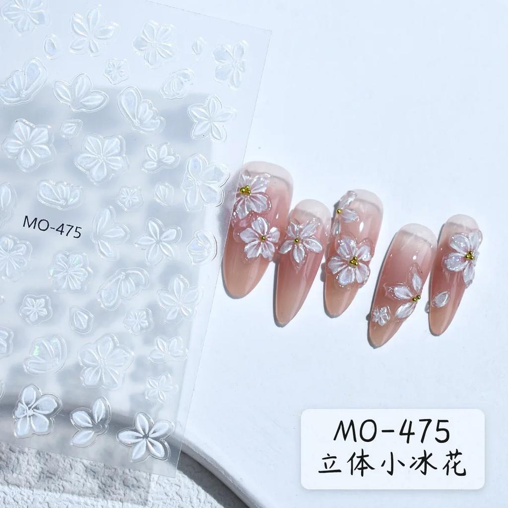 Camellia Flower Blooming Petal Floral Blue Leaves Chinese Characters Poetry Golden 5D Nail Art Sticker Adhesive Manicure Decal