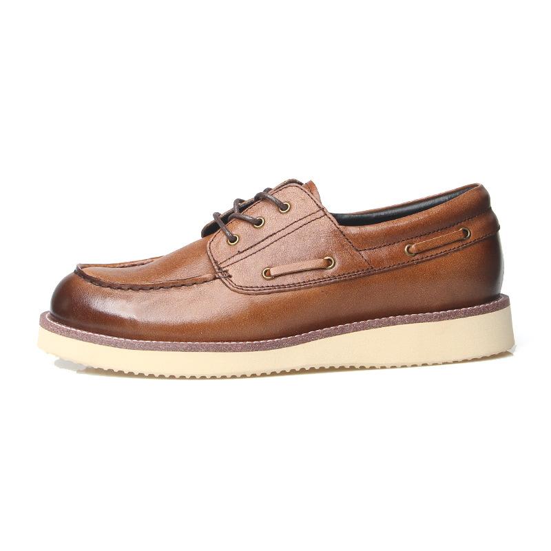 Segelschuhe Erste Schicht Rindsleder Retro Old Tooling Lässige Lederschuhe Plateau Herrenschuhe 2002-4