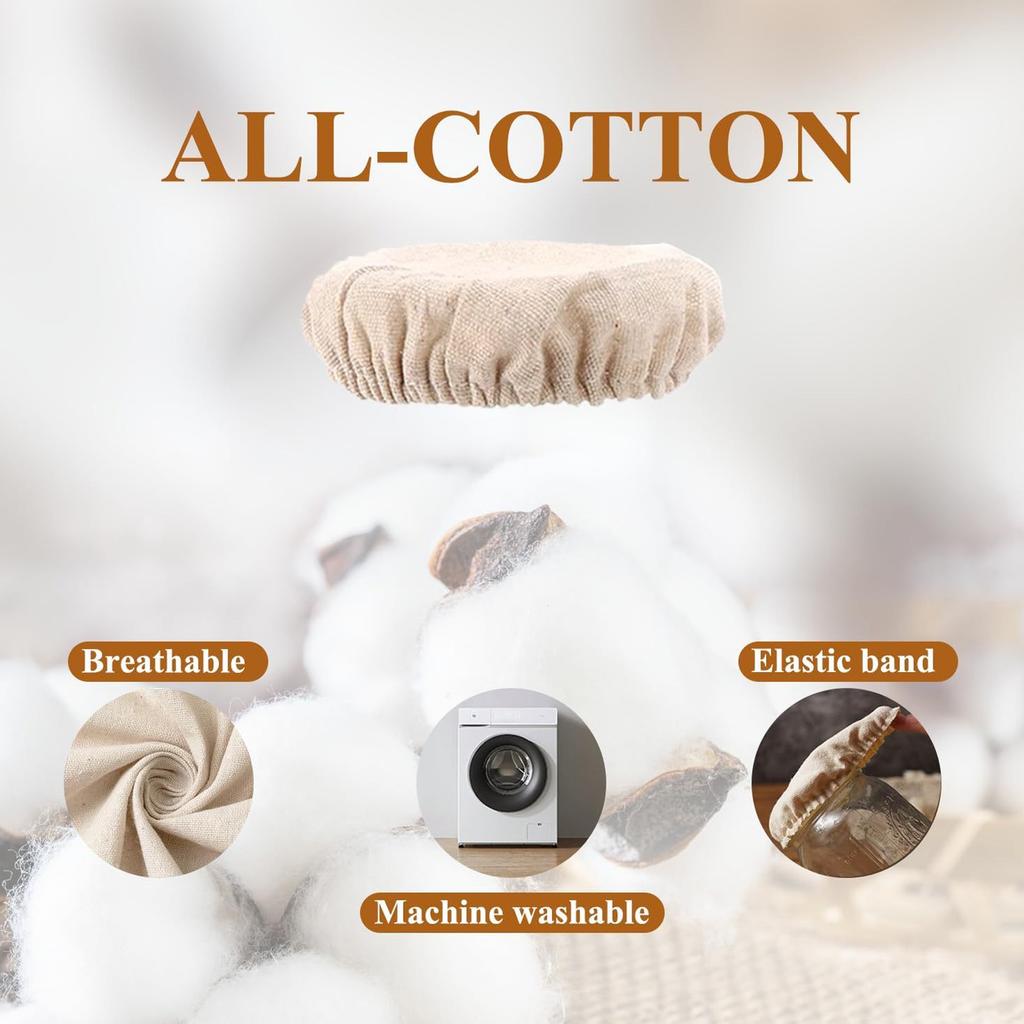 5pcs Sourdough Starter Jar Cloth Covers Reusable Elastic Band Breathable Cloth Jar Covers for 3 To 4 Inch Jar Mouth
