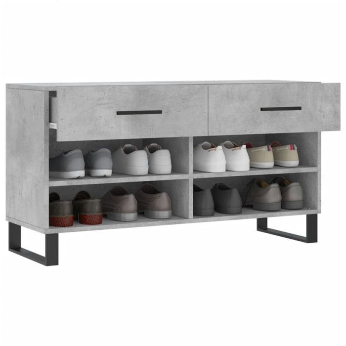VidaXL Banc à Chaussures, Armoire à Chaussures avec 4 Étagères et Pieds, Meuble à Chaussures avec 2 Tiroirs Salon, Moderne, 829768